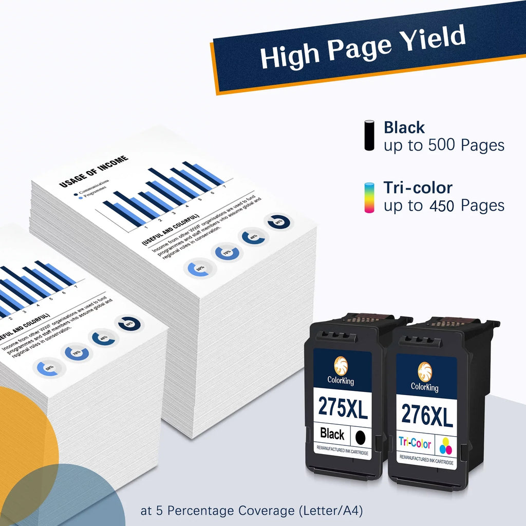 Cartridge TS3522 TS3500 Ink 275XL Black TR4700 Pack) Canon TR4720 (2 Canon TS3520 PIXMA XL Printers with for Compatible 275 PG-275XL PG275