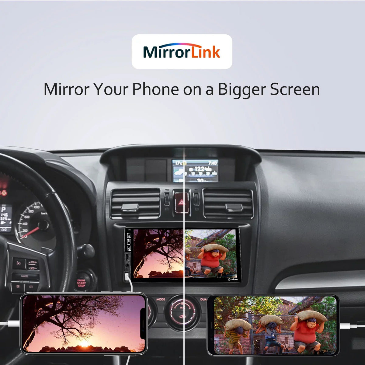 Complimentary Radio Multimedia 7 Link Double Din Screen with Camera Backup - Stereo Corehan Inch Car Carplay, Apple Compatiable Touch IPS with Bluetooth Car Player Mirror Auto, Android