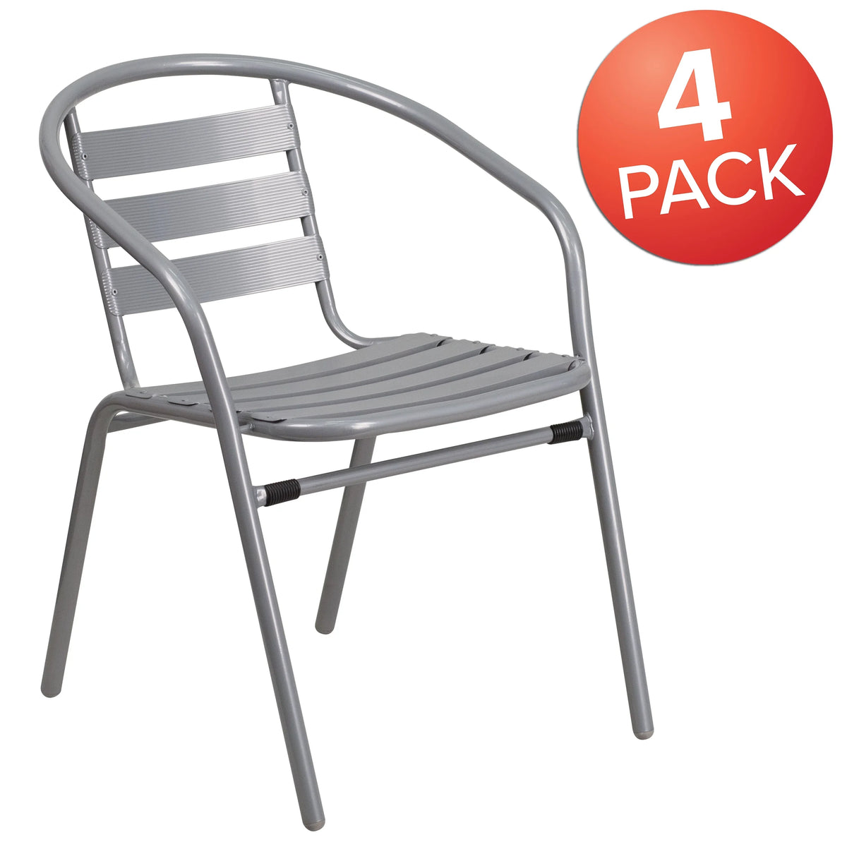 Slats Stack Restaurant Pack Chair Flash Metal Silver Aluminum 4 with Furniture
