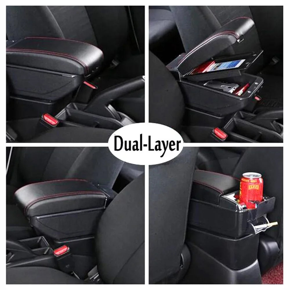 Armrest 2009-2013 Fit Jazz Center For Honda Console Dual-layer Arm Tray Box Car Rest