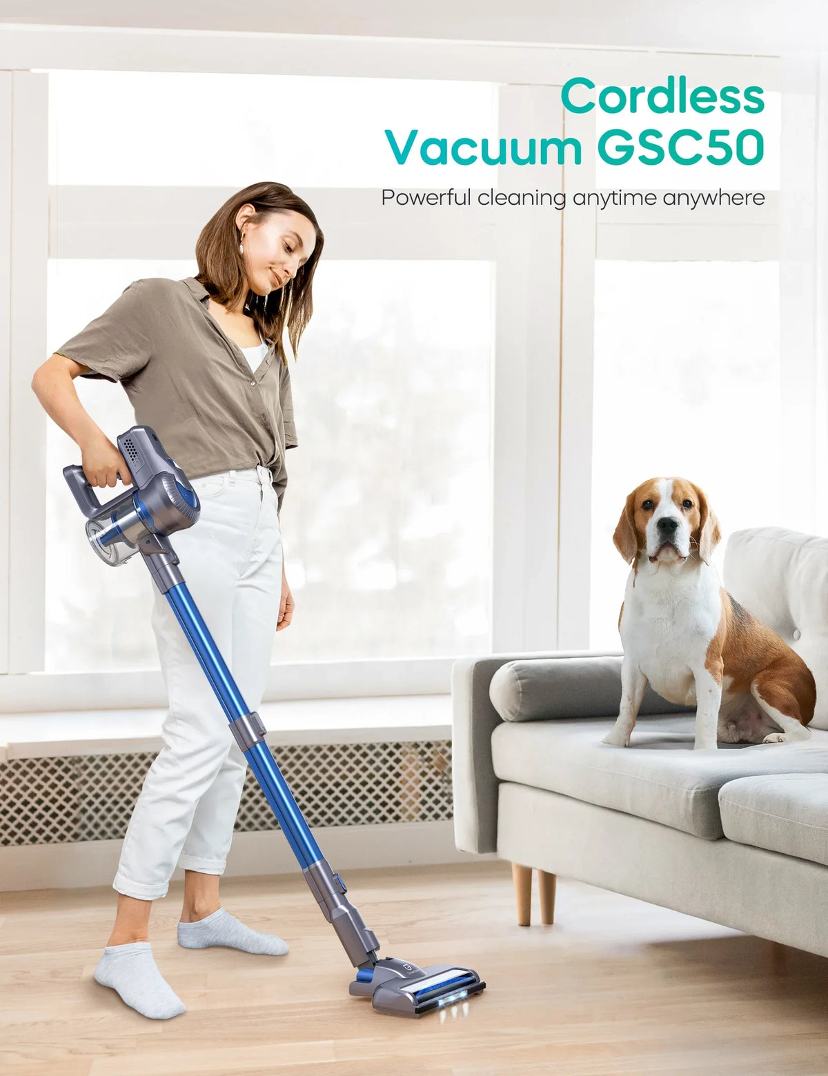 35min Handheld Powerful Cleaner, in 23000Pa Detachable Lightweight Battery, 6 Suction, Runtime, Vacuum with Floor/Carpet/Pet/Hair Cordless 1 Long Home/Car/Hard Vacuum for