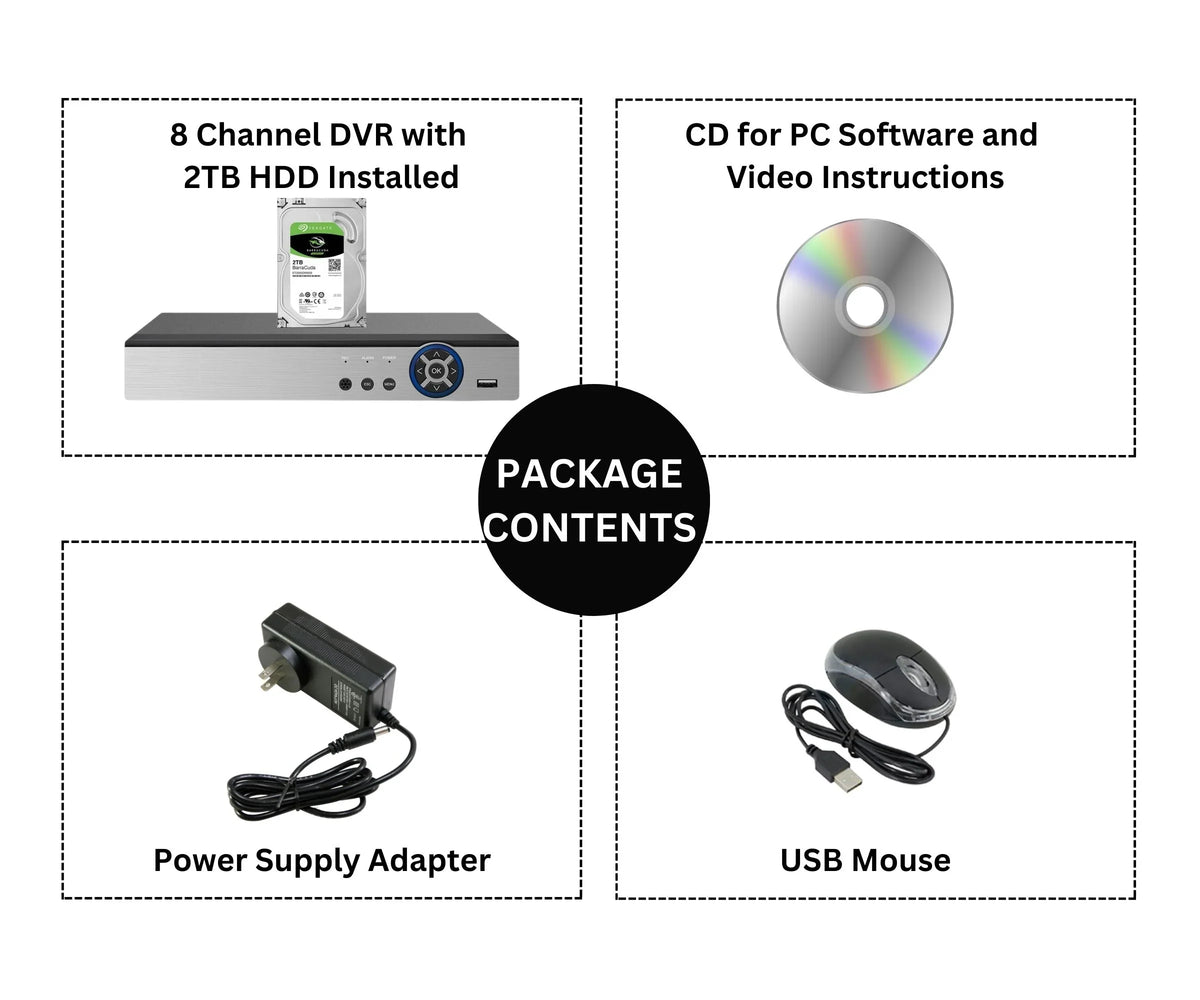 Hard Digital 8 H.265 2TB Hybrid Channel Drive HD Video CCTV DVR CVI Evertech Recorder Security AHD TVI Analog
