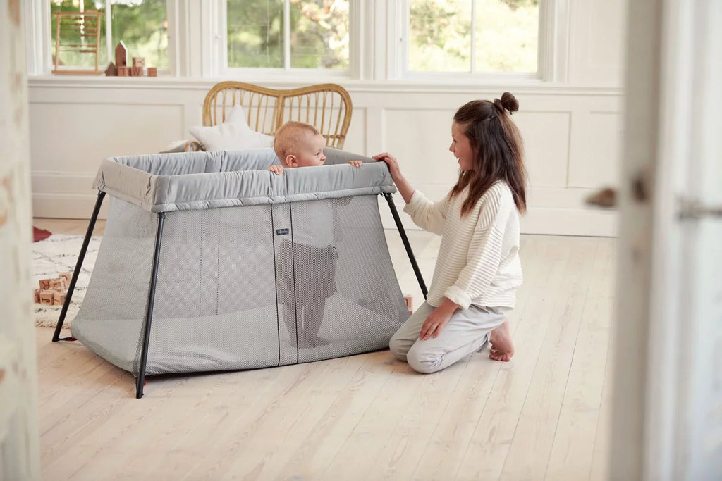 Light BabyBjorn Silver Crib Travel Sheet Bundle Pack and Fitted