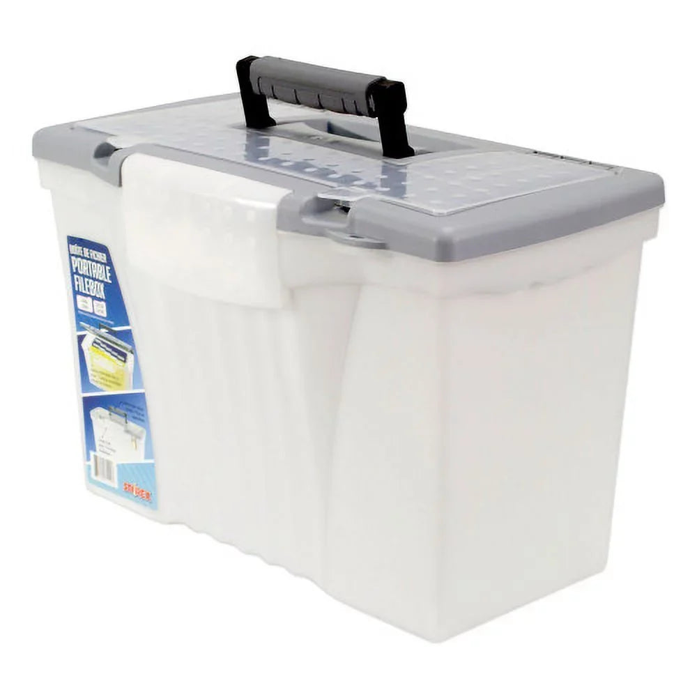 Lid, Portable Letter/Legal Organizer 12", x 14.5" Storex Filebox Clear/Silver with 10.5" Letter/Legal Files, x