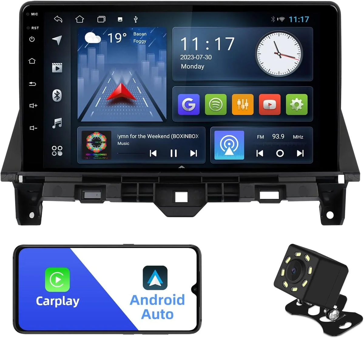 Camera 2009 FM 2+32G Din Support & with 2010 8th Android THONZER Auto IPS Radio Navi Car Car Android 10.1 Touchscreen BT Stereo 2011 inches Backup GPS 10 Double 2008 Accord Honda Carplay for Screen