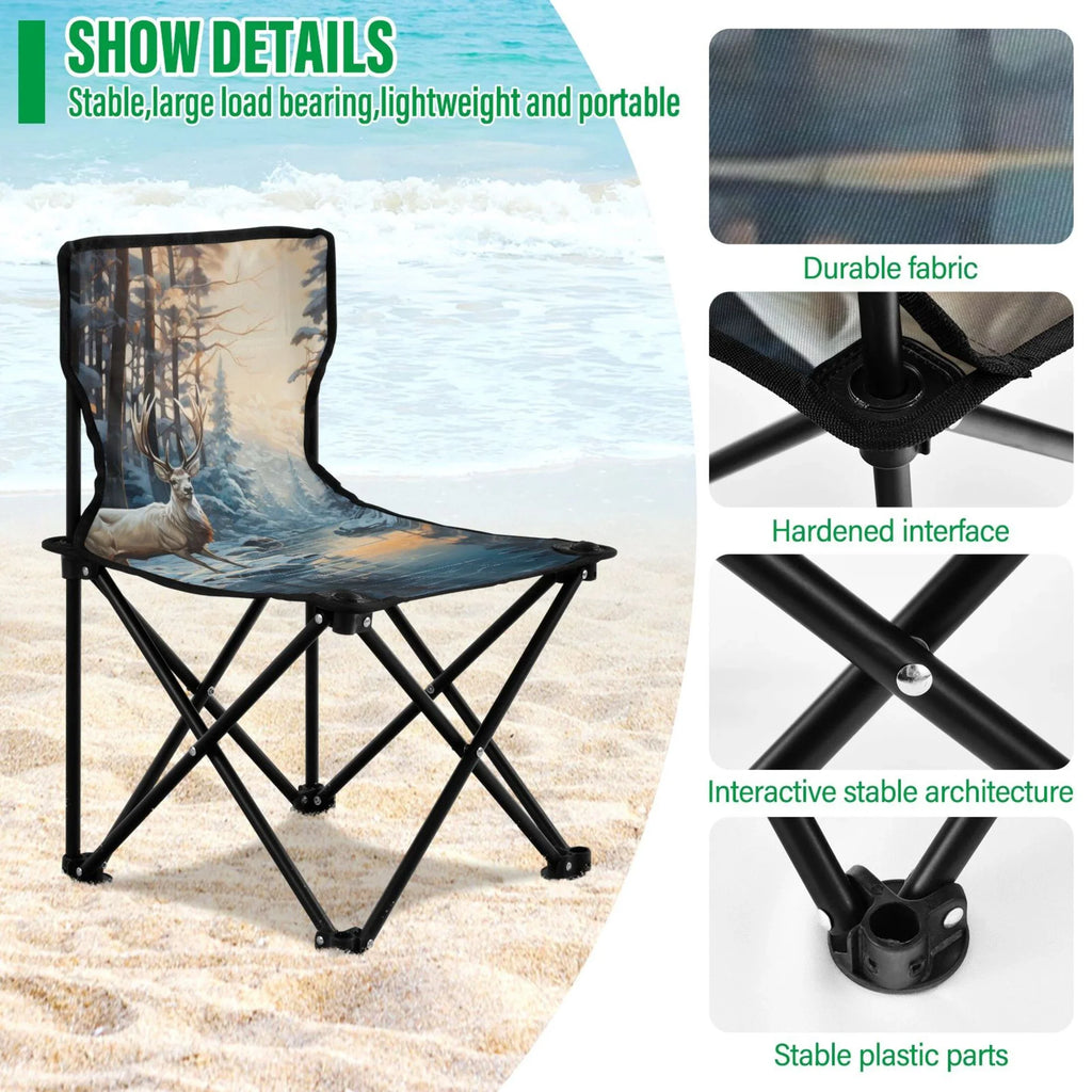 Deer Portable Camping Small Kids with for Chair Winter Forest Chair Outdoor Beach Folding Chair Chair Lawn in Carry Fishing Bag