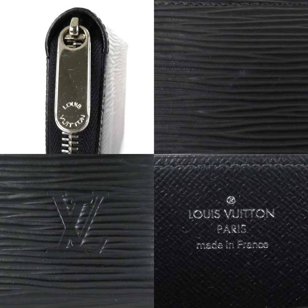 Pre-Owned Round VUITTON (Good) Leather Louis Vuitton LOUIS Zipper Long Zippy Wallet Silver Unisex Epi Black