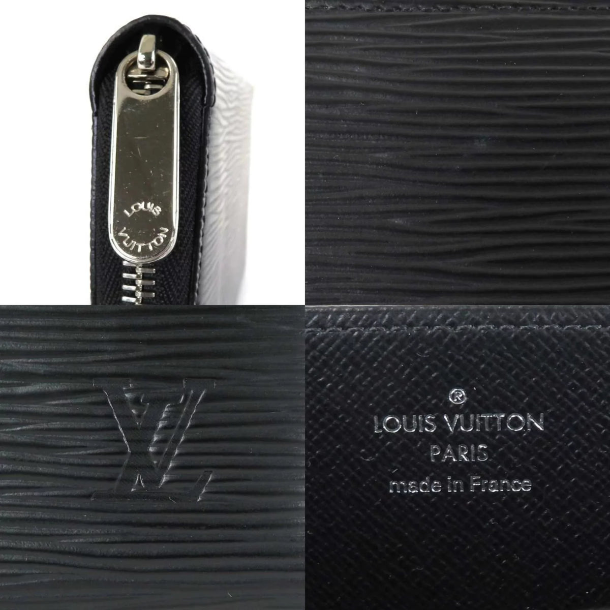 Pre-Owned Round VUITTON (Good) Leather Louis Vuitton LOUIS Zipper Long Zippy Wallet Silver Unisex Epi Black