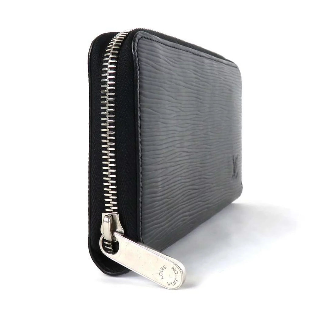 Pre-Owned Round VUITTON (Good) Leather Louis Vuitton LOUIS Zipper Long Zippy Wallet Silver Unisex Epi Black