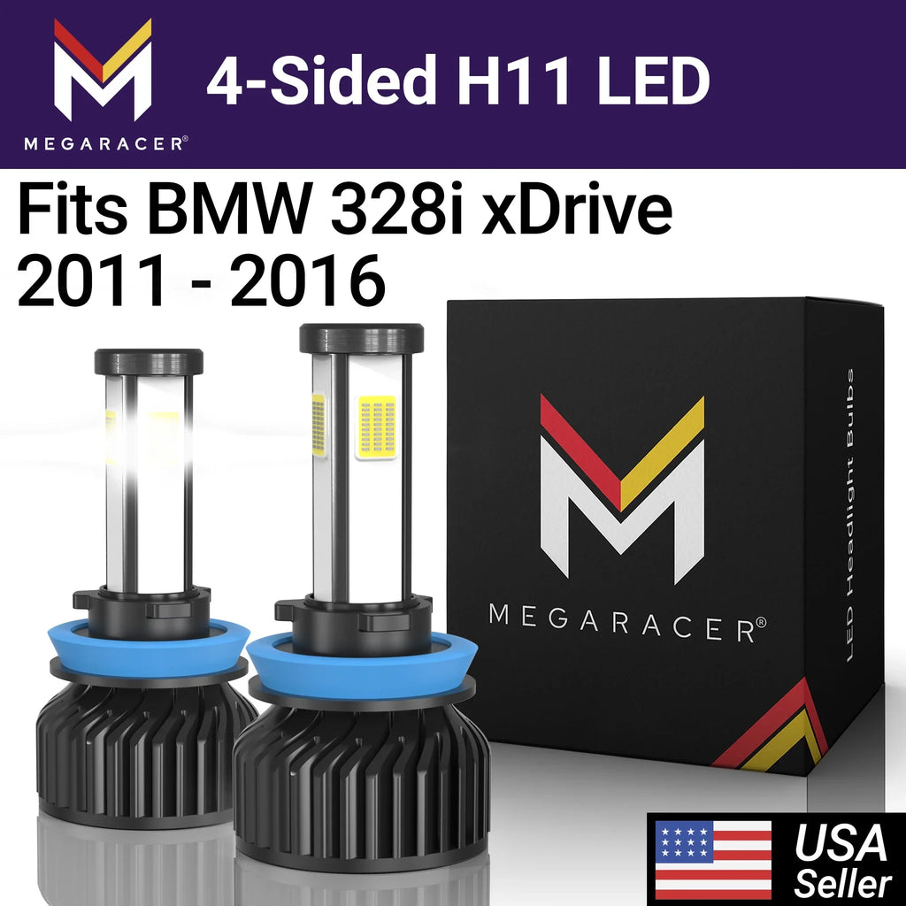 10000LM 60W LED Bulbs Automotive H11 12 xDrive 16 Headlight BMW Replacement BMW 328i 12V 2013 Light xDrive H9 H8 11 15 2015 13 Sided 6000K Diamond Fog White 2016 2012 2014 328i 2011 Racer 14 Mega 4