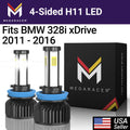 10000LM 60W LED Bulbs Automotive H11 12 xDrive 16 Headlight BMW Replacement BMW 328i 12V 2013 Light xDrive H9 H8 11 15 2015 13 Sided 6000K Diamond Fog White 2016 2012 2014 328i 2011 Racer 14 Mega 4