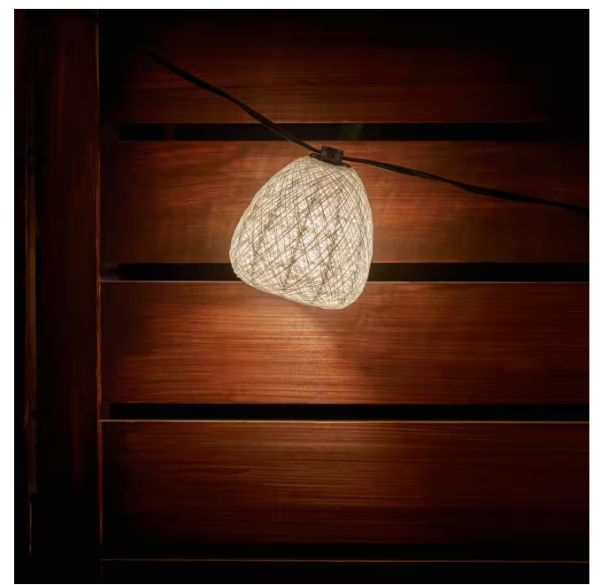 Fiber Hampton (10-Heads) Natural String LED Bulb 11 Mini ft. Bay Outdoor/Indoor Plug-In Light