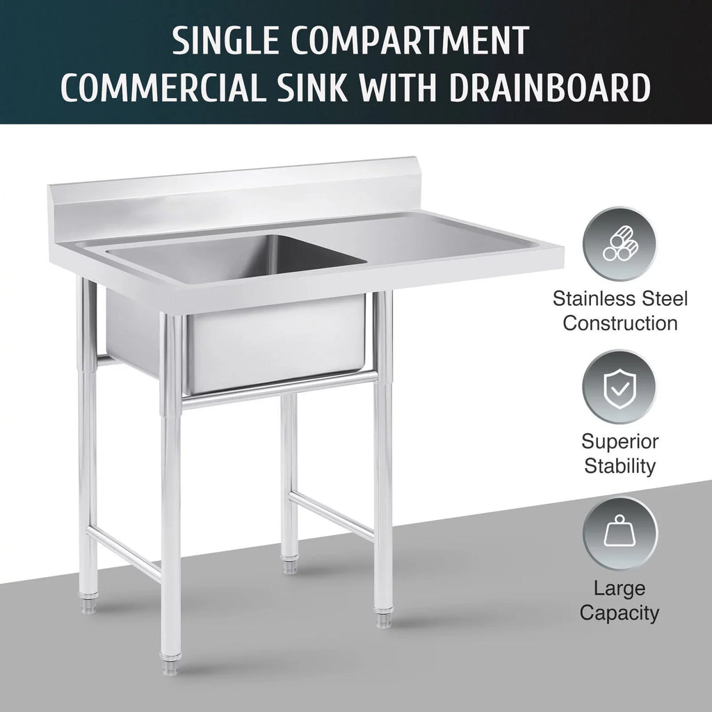 Steel Drainboard and Utility Stainless Commercial Use 23.6* Sink Kitchen 39.3* 36.7in for Sink Home