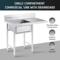 Steel Drainboard and Utility Stainless Commercial Use 23.6* Sink Kitchen 39.3* 36.7in for Sink Home