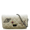 WOC Bag Reissue Crossbody Space Light Canvas Grey Pre-Owned CHANEL Quilted Charm 2.55 Classic