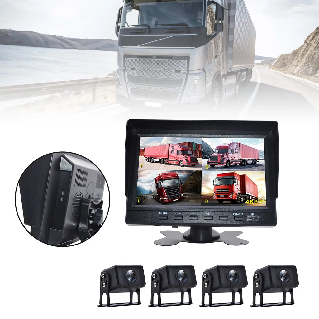 Camera RV Video Truck Driving Rear 7" Bus+4 Monitor Recorder DVR B Backup View for