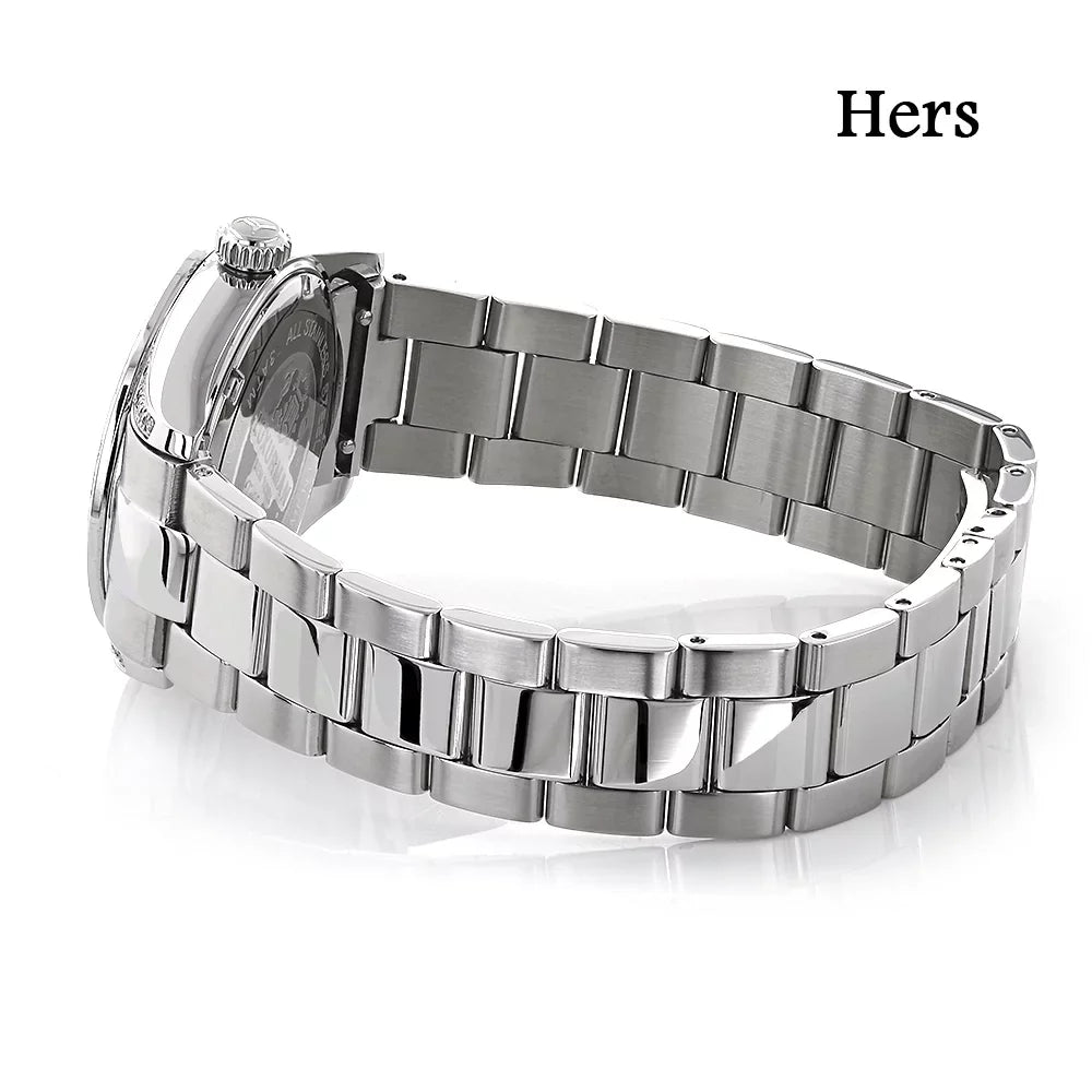 Hers Diamond Watch Stainless Watches: His and Steel 3.5ct Set