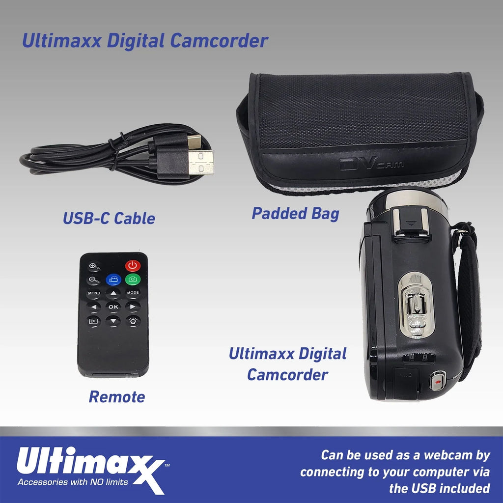 LED Bundle Video 4K Camera HD Vlog Ultra with 42MP Light Ultimaxx Camcorder