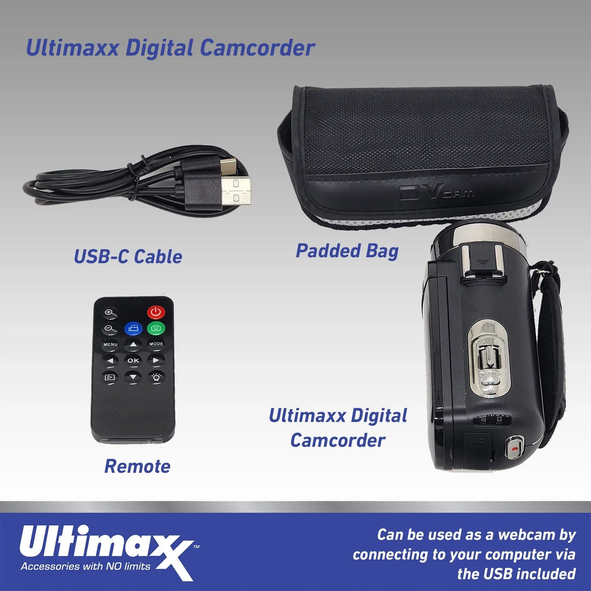 LED Bundle Video 4K Camera HD Vlog Ultra with 42MP Light Ultimaxx Camcorder