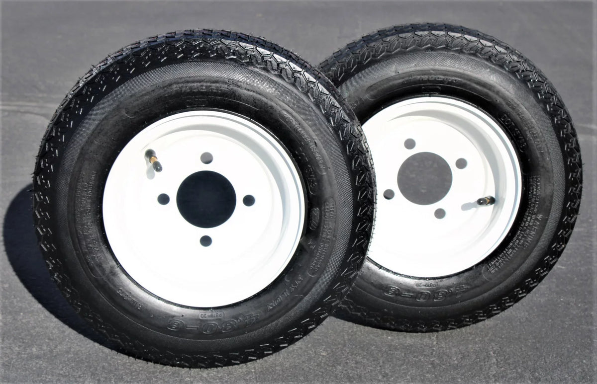 Wheel Tire Rim and Trailer 4.80-8 C 2-Pack 480-8 Load Antego Lug Tire Antego White 4 on Wheel