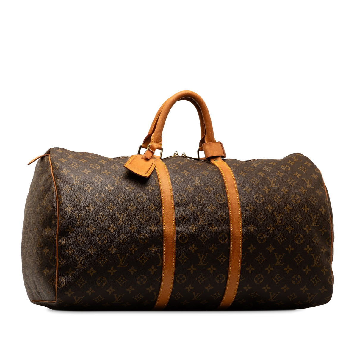 55 Authenticated Vuitton Louis Unisex WeekenderBag Monogram Keepall Brown Pre-Owned Travel Bag (Good) Canvas