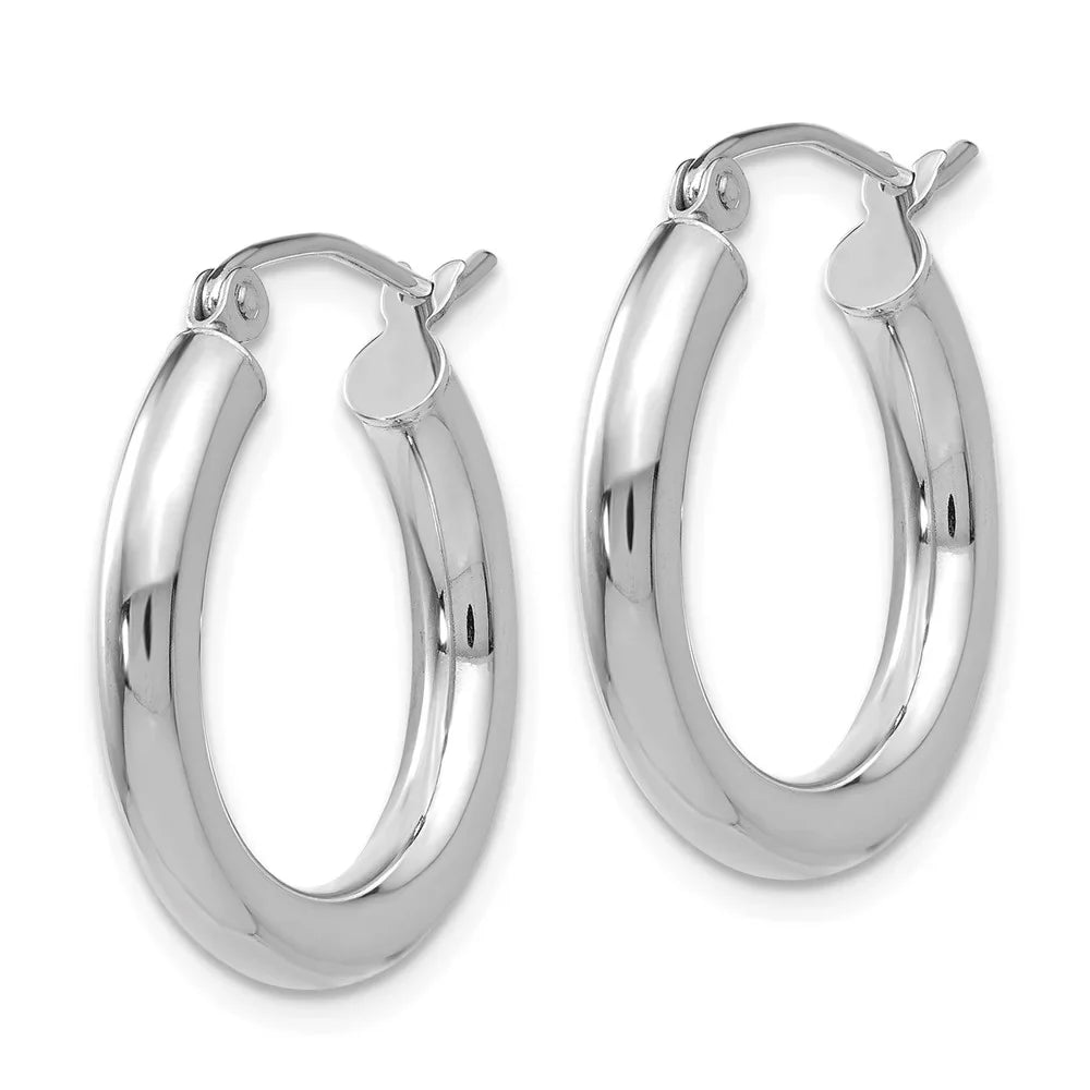 for for Hoop Polished Women Adults Gold and Tube Earrings; Teens; 14kt Real 3mm Men White and Lightweight