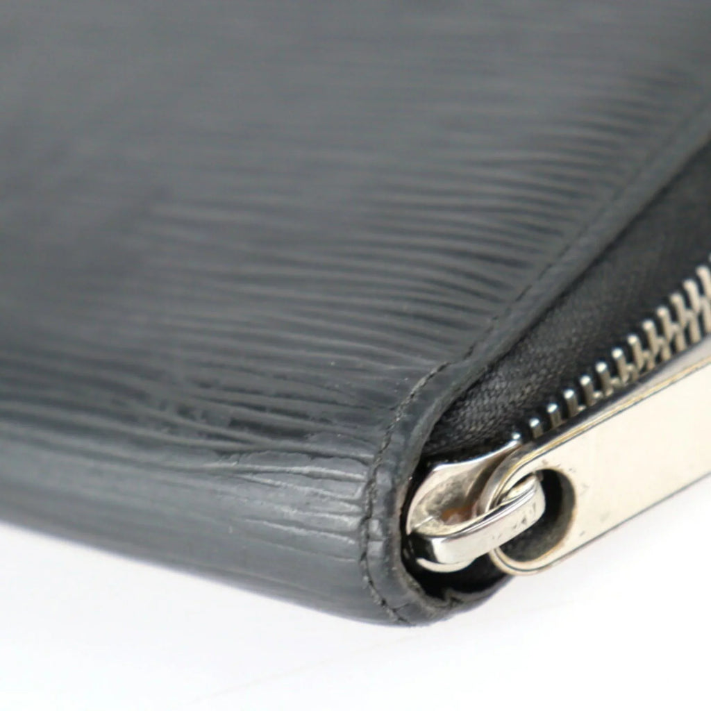 Long Louis Zippy Round Vuitton M61857 VUITTON Black Pre-Owned Leather Wallet Hardware Zipper Silver (Good) LOUIS Epi