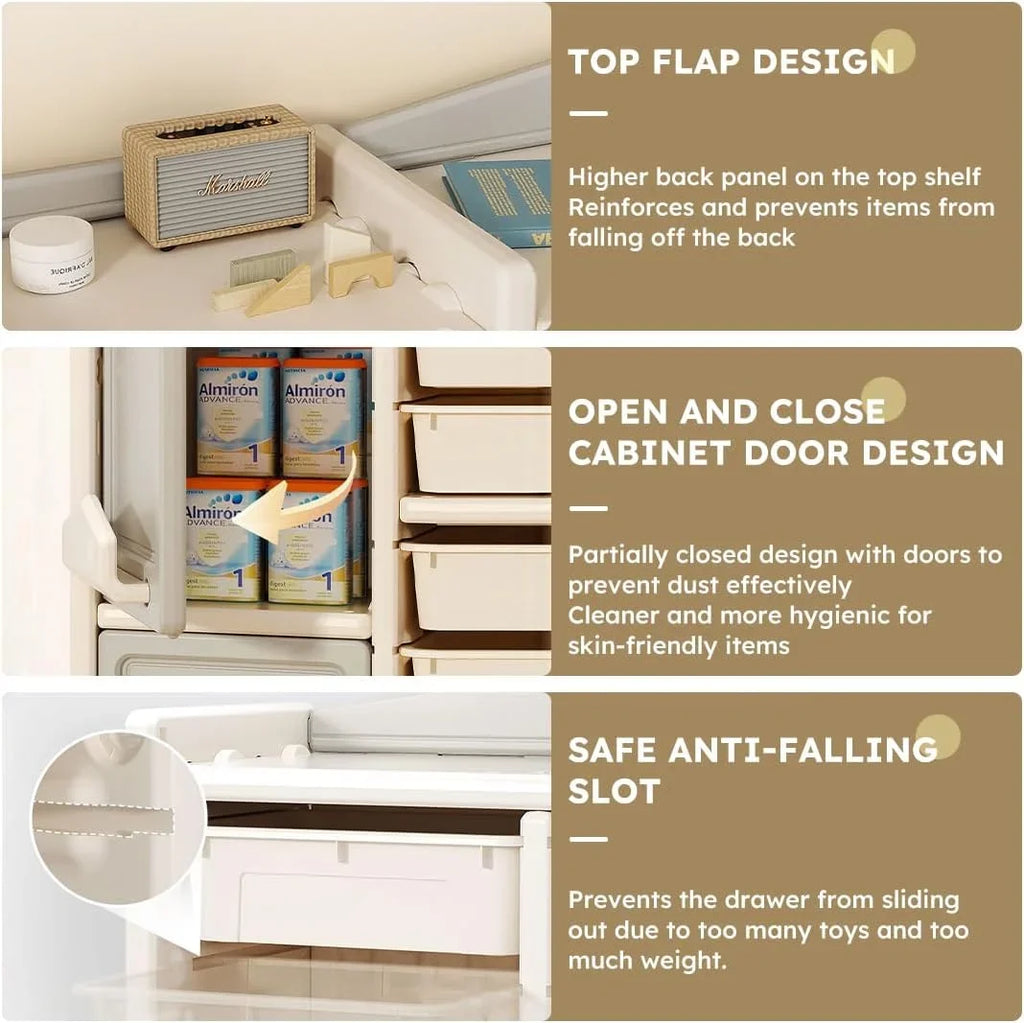 Cabinet Toy Organizer Cab Bookshelf and Box and Organizer Boxes Bedroom (10 Multi-Functional Organizer Children's + RUNFAYBIU 2 and Playroom Nursery. Toy Pull-Out Closed for Drawer