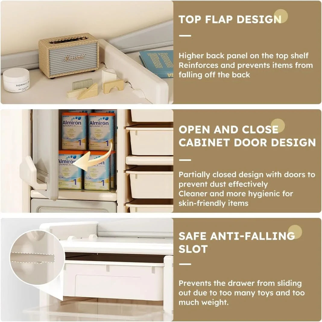 Cabinet Toy Organizer Cab Bookshelf and Box and Organizer Boxes Bedroom (10 Multi-Functional Organizer Children's + RUNFAYBIU 2 and Playroom Nursery. Toy Pull-Out Closed for Drawer