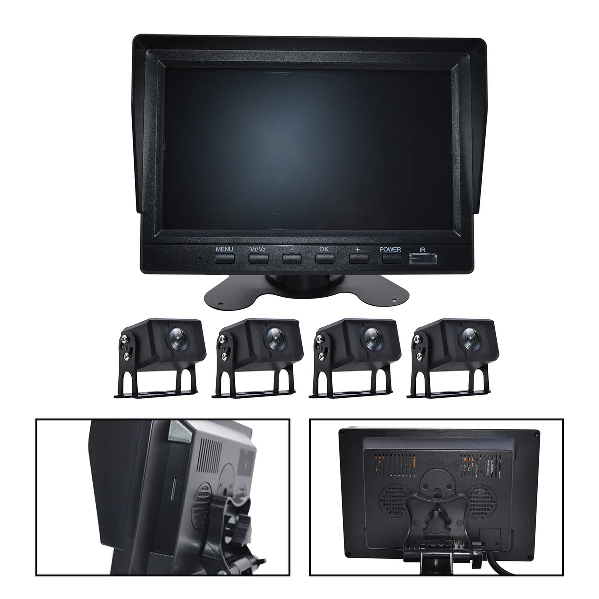 Camera RV Video Truck Driving Rear 7" Bus+4 Monitor Recorder DVR B Backup View for