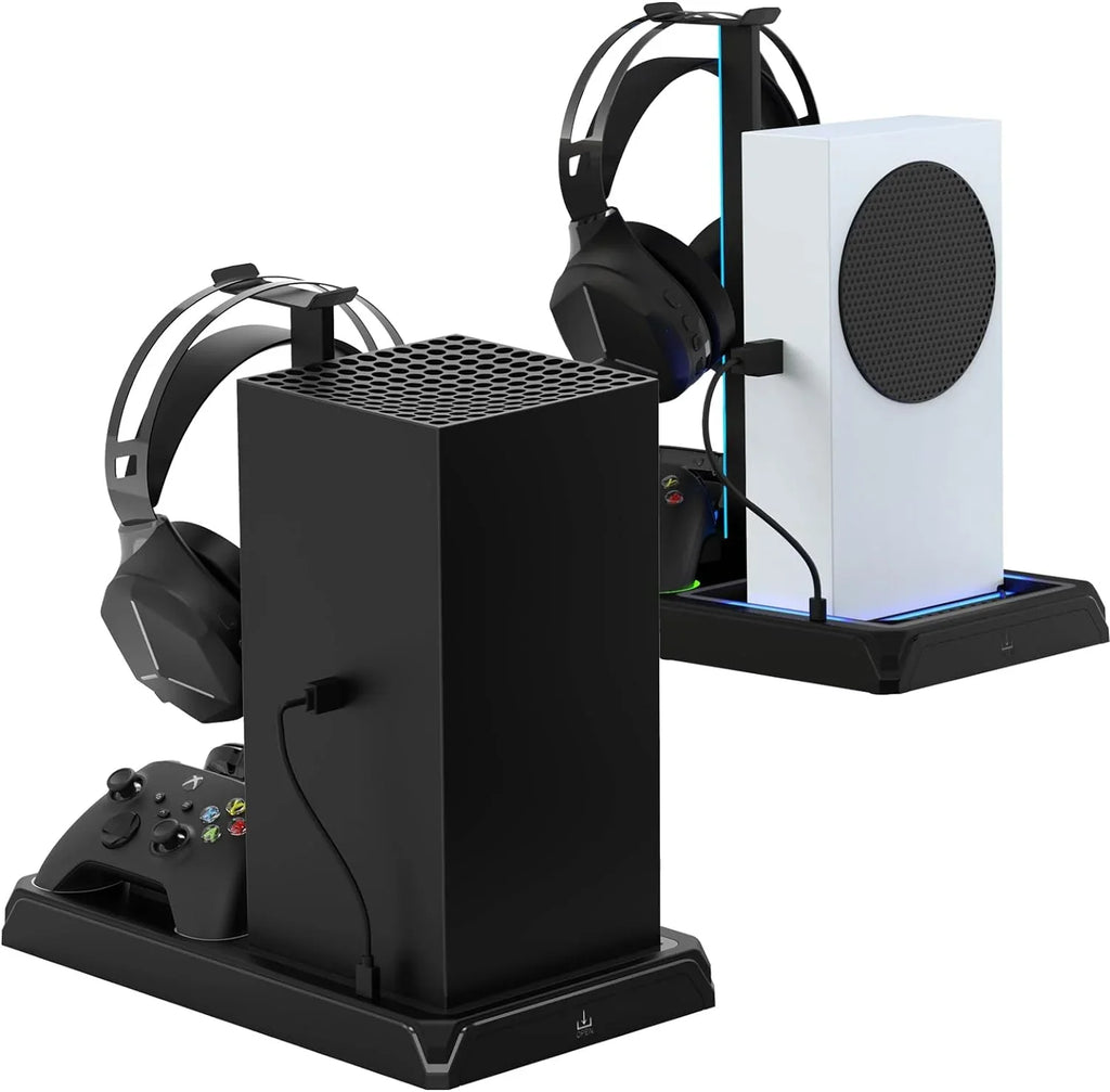 Charger Fan Station Charging with with Stand Organizer, Controller Games mAh Battery Packs 1400 Holder Cooling Storage Station X for 12 Dock Dual Xbox with Headphone Series X/S, Cooling & Vertical 2