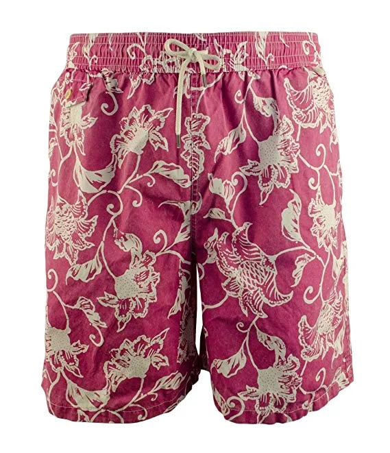 Short Multi-Color) Tall Big Floral Swim And (4XLT, Men's