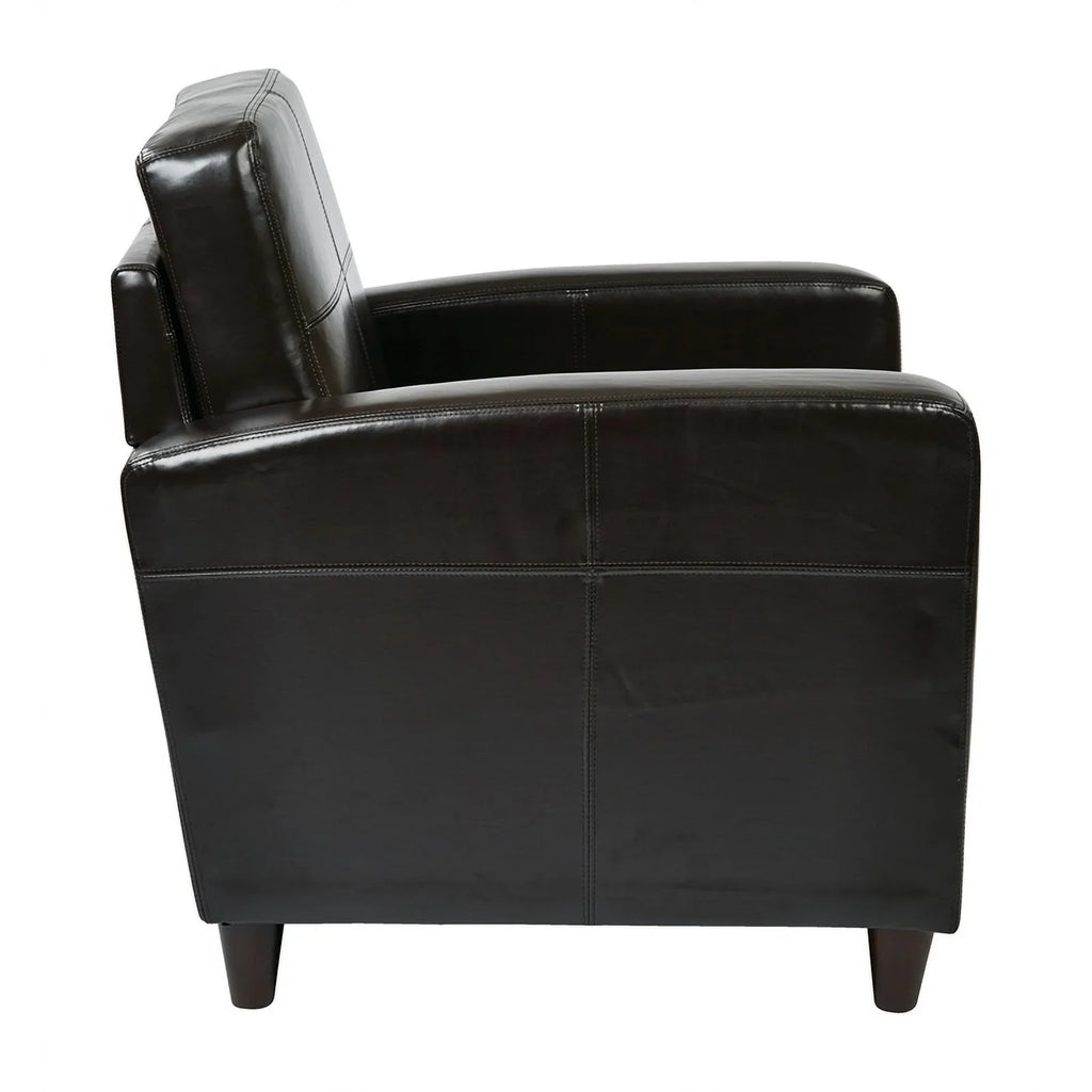Atlin Faux in Transitional Leather Upholstered Club Espresso 18'' Chair Designs