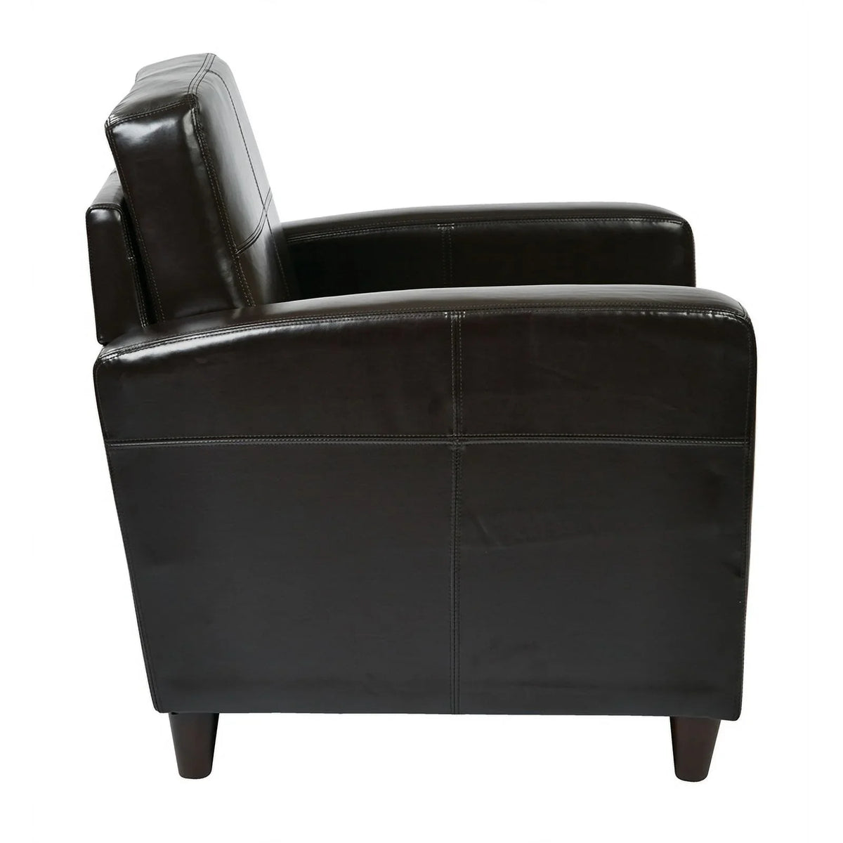 Atlin Faux in Transitional Leather Upholstered Club Espresso 18'' Chair Designs