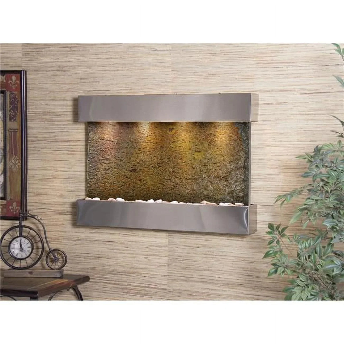 Creek Natural Adagio Stainless Multicolor Reflection Slate RCS2004 Wall Steel Fountain