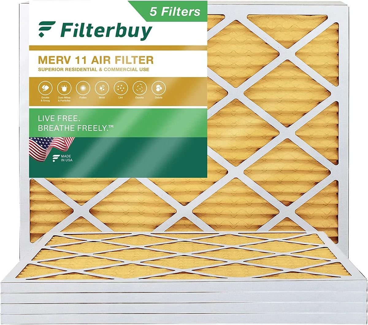 HVAC 11 16x21.5x1 AC Filters Air MERV Filterbuy (5-Pack) Furnace Pleated