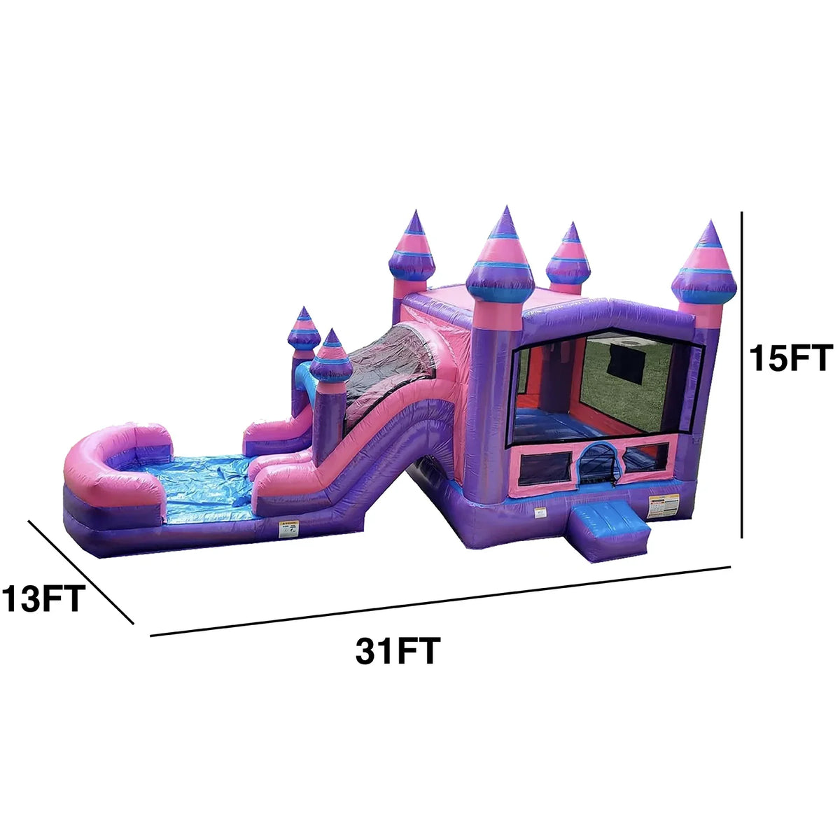 Slide, Stakes Blower, with Heavy Dual Purple Blowup Pink Wet Use, Inflatable Includes Storage, Princess Dry and and Bouncer Kids, Adults Grade JumpOrange Duty for Commercial Playset,