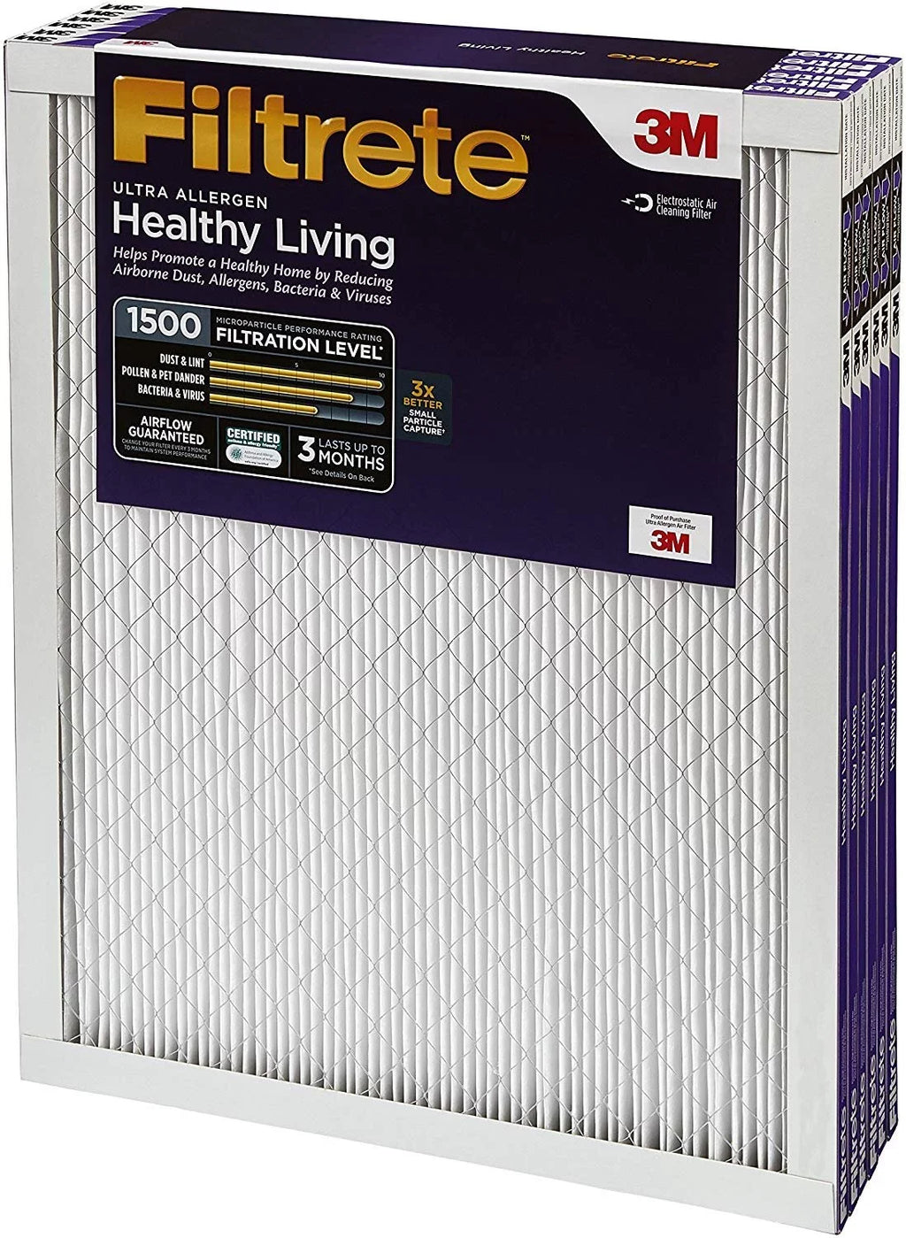 Reduction MPR AC Allergen 1500, 25 16 Healthy 1, Ultra Filter, Filtrete Air Furnace x x Living 6-Pack