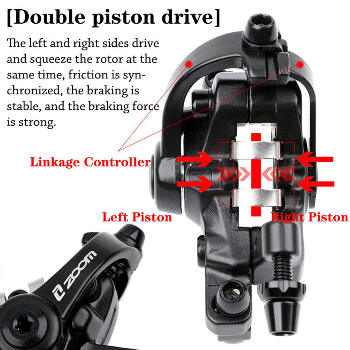 Rotor Brakes Double Piston Bicycle with Caliper Brake Front 160mm Bike ZOOM MTB Disc Mechanical Rear