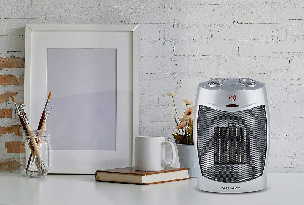 with Space AeroHome Adjustable Thermostat, 1500W Electric Silver Heater Personal Ceramic