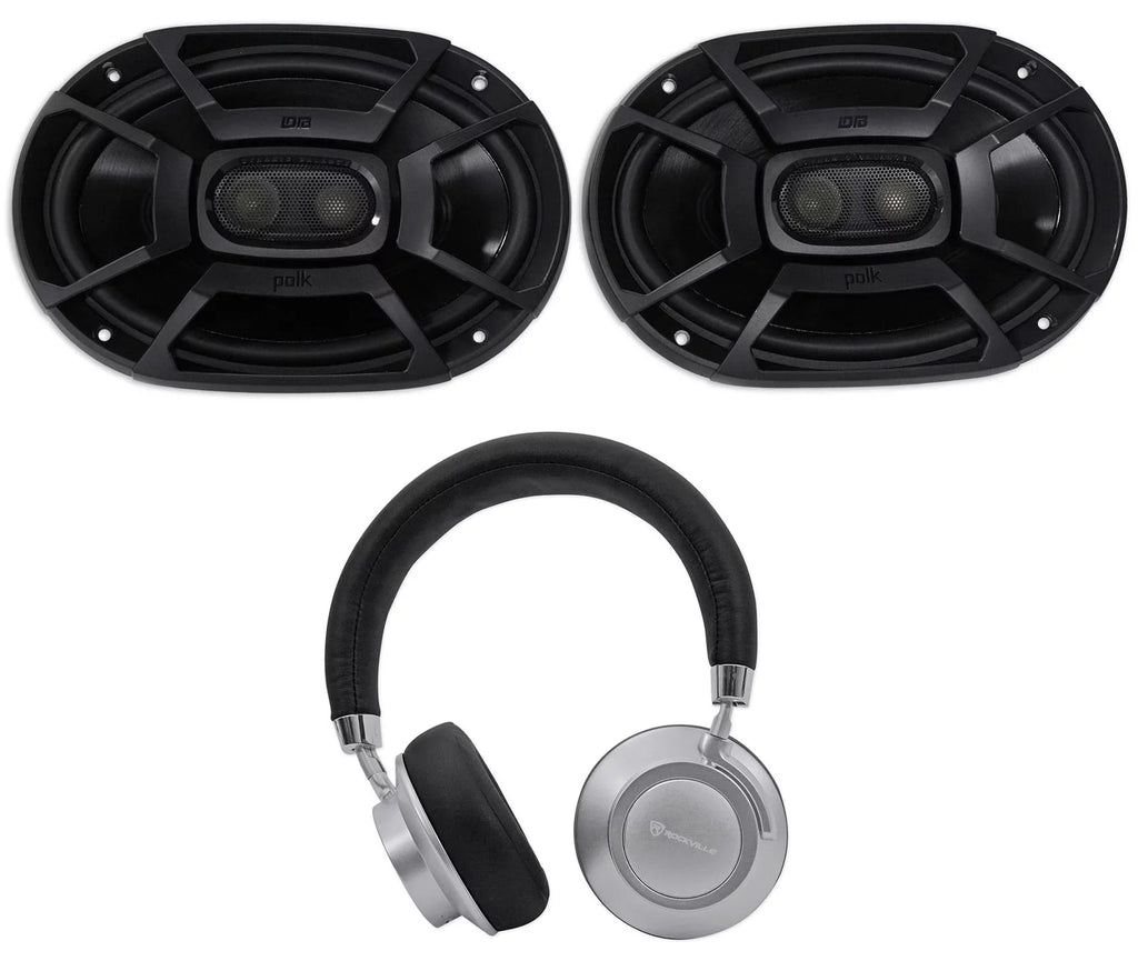 Polk 6X9" Audio DB692 Marine/ATV/Motorcycle/Boat 2) Speakers+Headphones 450w Car