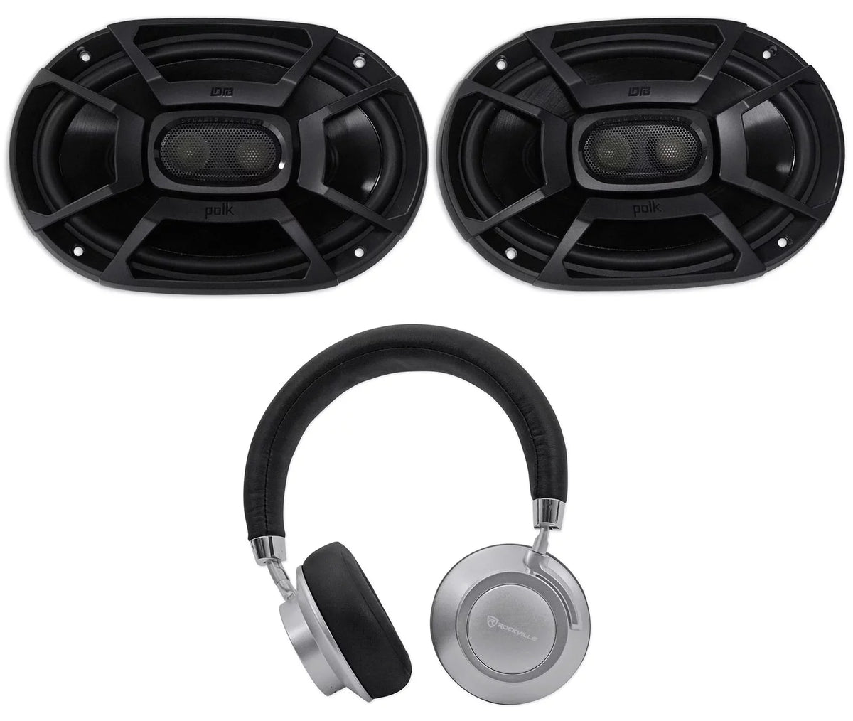 Polk 6X9" Audio DB692 Marine/ATV/Motorcycle/Boat 2) Speakers+Headphones 450w Car