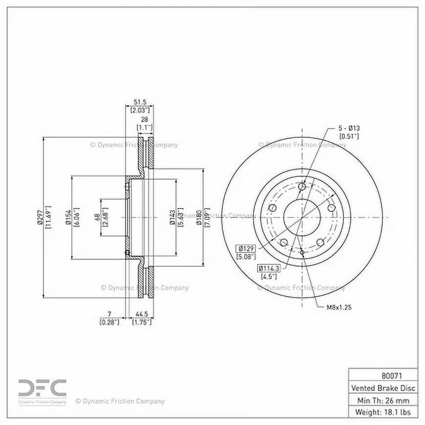 (1) Mazda Mazda Brake For Front 2013-2015 Disc Friction Rotor 6 600-80071 2014-2015 CX-5, Dynamic Company