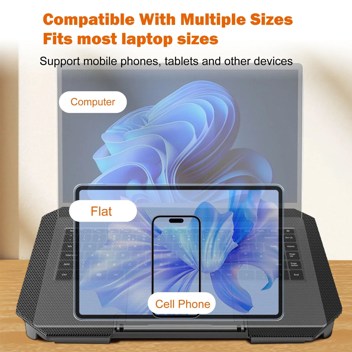 Fan, Laptop Ports USB Strength Fan Inch Adjustable Htovila and 10-15.6 2 Cooling with