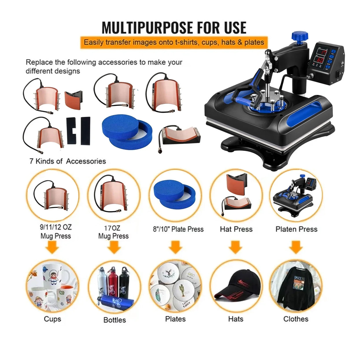 Blue Precise Machine Inches Away Control in Sublimation Digital 15 Printer 1, Printer, x Press 8 Heat LCD Banner 360 Vinyl 15 for Printing, Transfer Bag, Pillow, Transfer Swing Canvas T-Shirts,