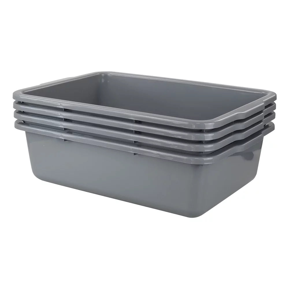 32 Bus L Utility Commercial Tote Bus Teyyvn Tubs, 4 Box, Pack Large Gray Plastic Box