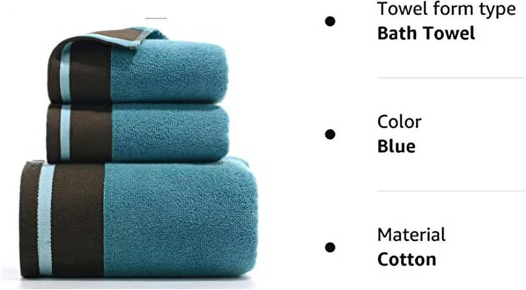Absorbent Luxury Combed Soft Towels Bath Bath Towel Towels Shower Towels Piece Nvzi Bath for Set, Bathroom,Blue 3 Sets Hand Bath Sheets Cotton Towel Bathroom