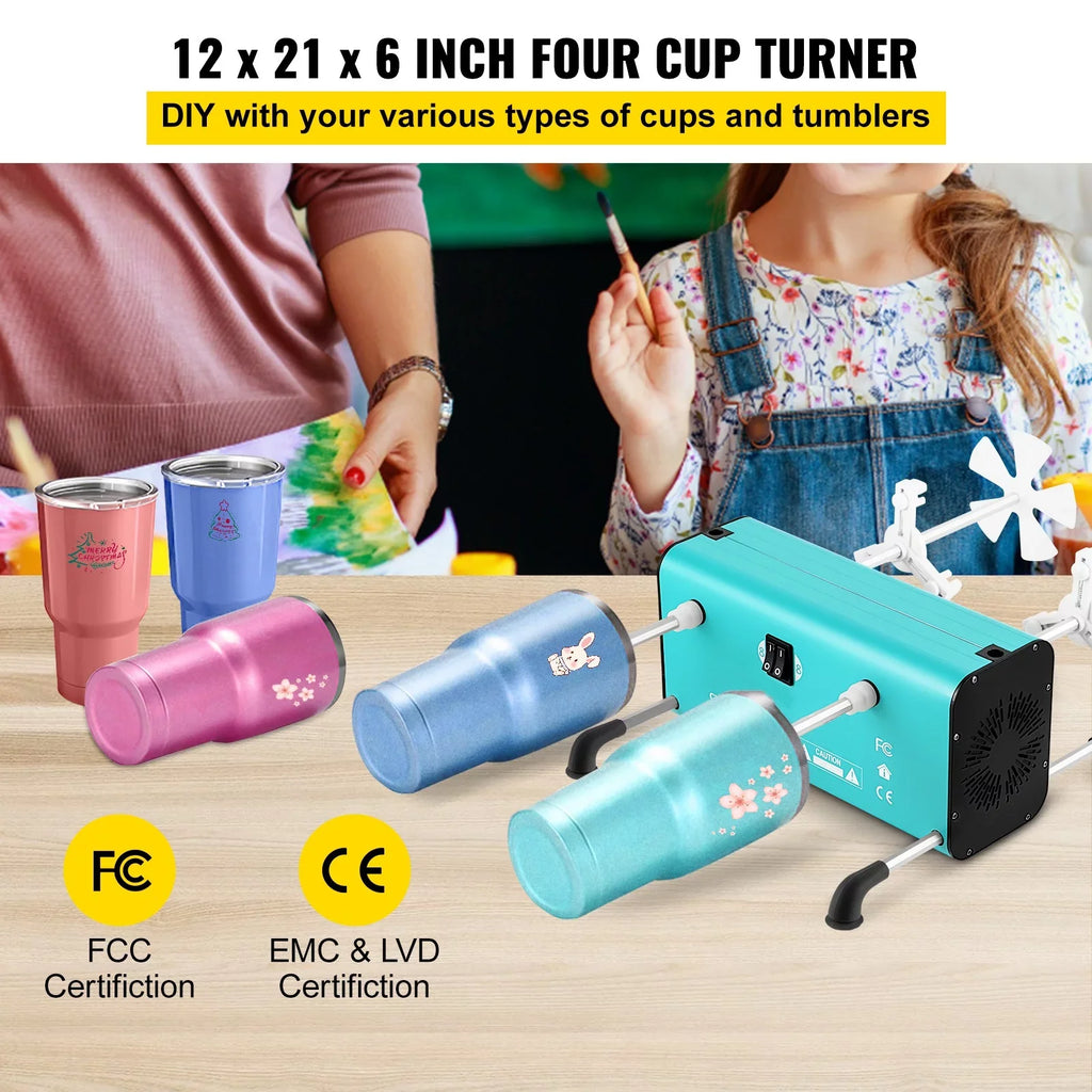 for Kit with Adjustable Machine Tumbler, Rotator Glitter 4 Cup 4 for Turner Independent Tumbler Speeds Removable 2 Crafts Arms, Multiple and Motor, Epoxy Mute 4 Crafts BENTISM Spinner DIY Switches