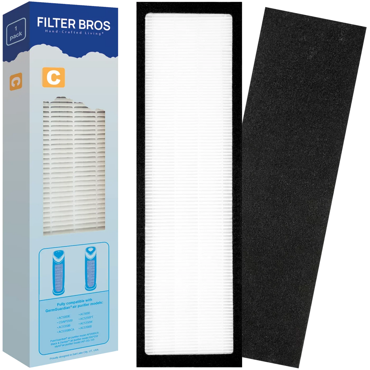 AC5250PT - Air Bros AC5000, Replacement FLT5000 Technologies HEPA AC530 AC5300B, Filter AC5350BCA, Home With and Filter AC5350W, Purifiers, With AC5000E, AC5350B, Compatible GermGuardian For Cleaner C