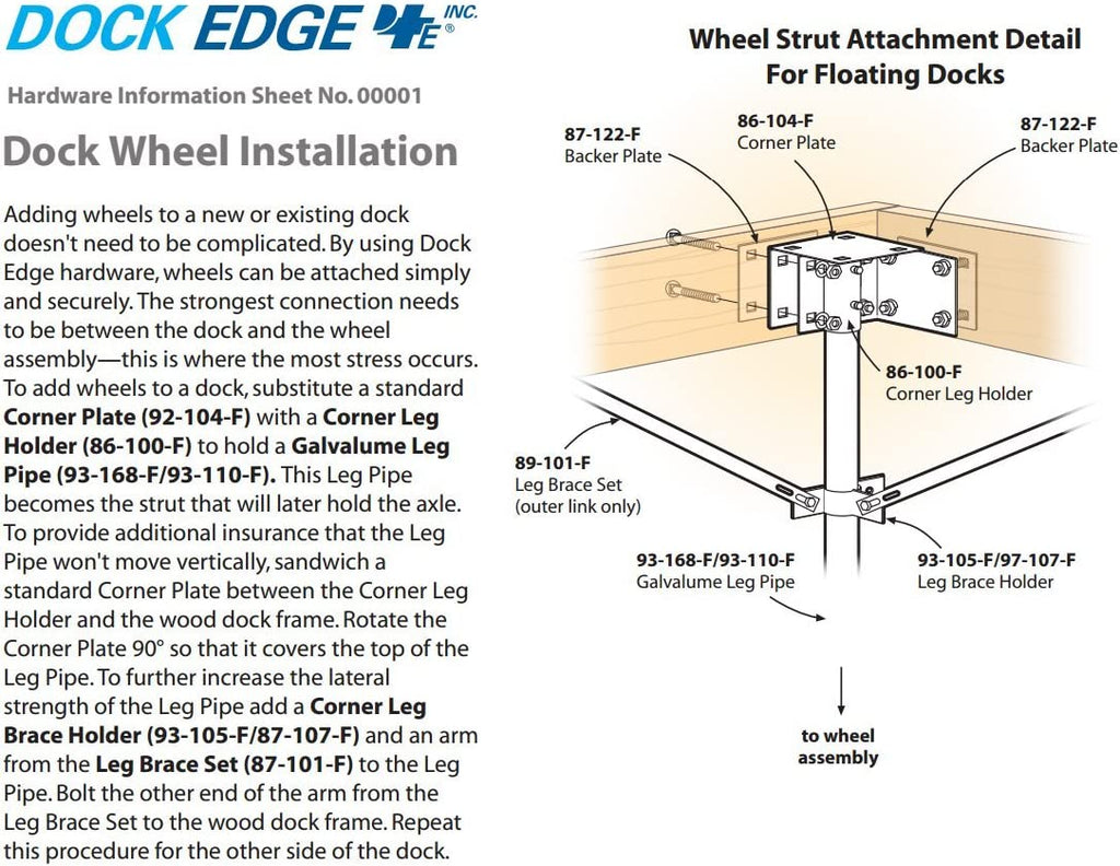 Lift 1.98" 24", Shaft - Dock Rotomold Edge Axle Boat Dock + & Wheel,